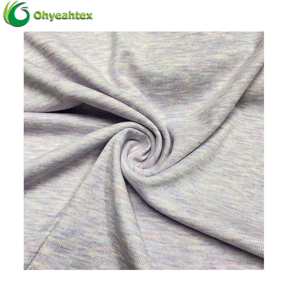 Shiny Organic Competitive Price Space Dyed 4 Way Stretch Light 91% Viscose 9% Spandex Plain Knit 1X1 Rib Fabric For T-shirt